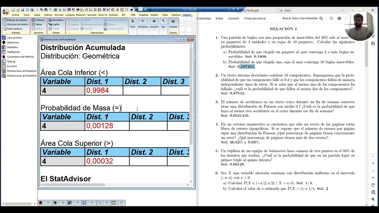 Práctica de Distribuciones de Probabilidad - Statgraphics
