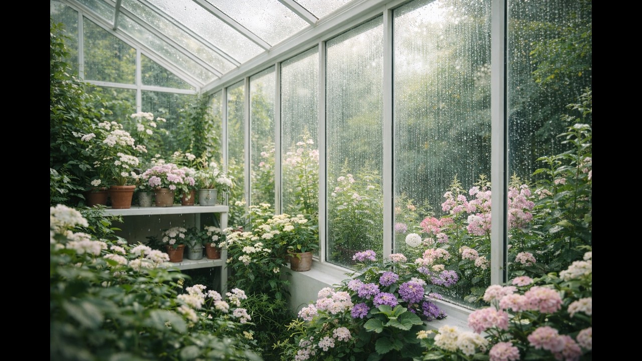 Relaxing Rain Sounds for Deep Sleep | Rain on Greenhouse Glass 🌿🌧️