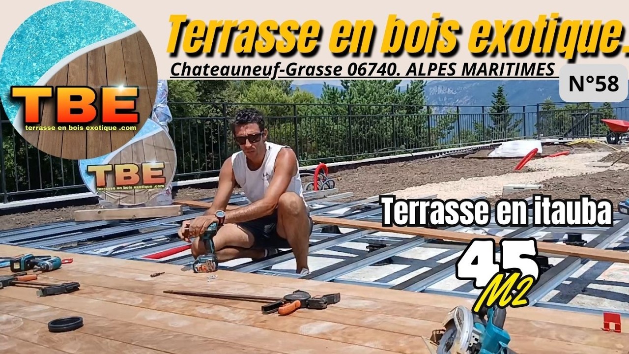 Terrasse Itauba 45m2 Châteauneuf-Grasse. structure Terrassteel n°58 terrasseenboisexotique@gmail.com