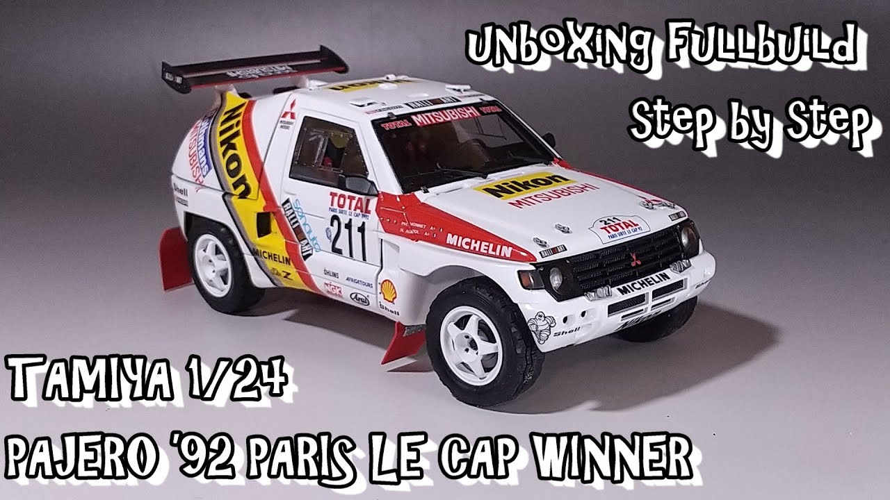 unboxing fullbuild TAMIYA 1/24 MITSUBISHI PAJERO ’92 PARI LE CAP WINNER Scale Car Plastic Model