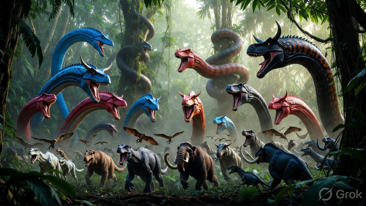 Titanoboa Army Attack vs Dinosaurs Hunt Ultimate Jungle Battle Dinosaurs Survival Story #Titanoboa