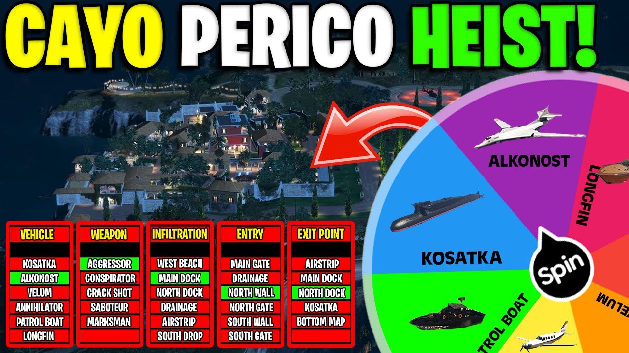 Cayo Perico Heist at Night But The Wheel DECIDES How We Do It! (GTA 5 ONLINE)