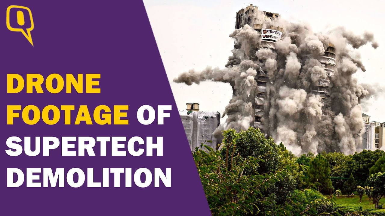Drone Footage of Supertech Twin Towers Shows Debris, Wreckage, Aftermath | The Quint