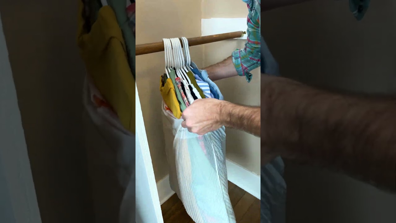 Best Moving hack yet! Use trash bags to pack and move wardrobe! #movingday #wardrobe