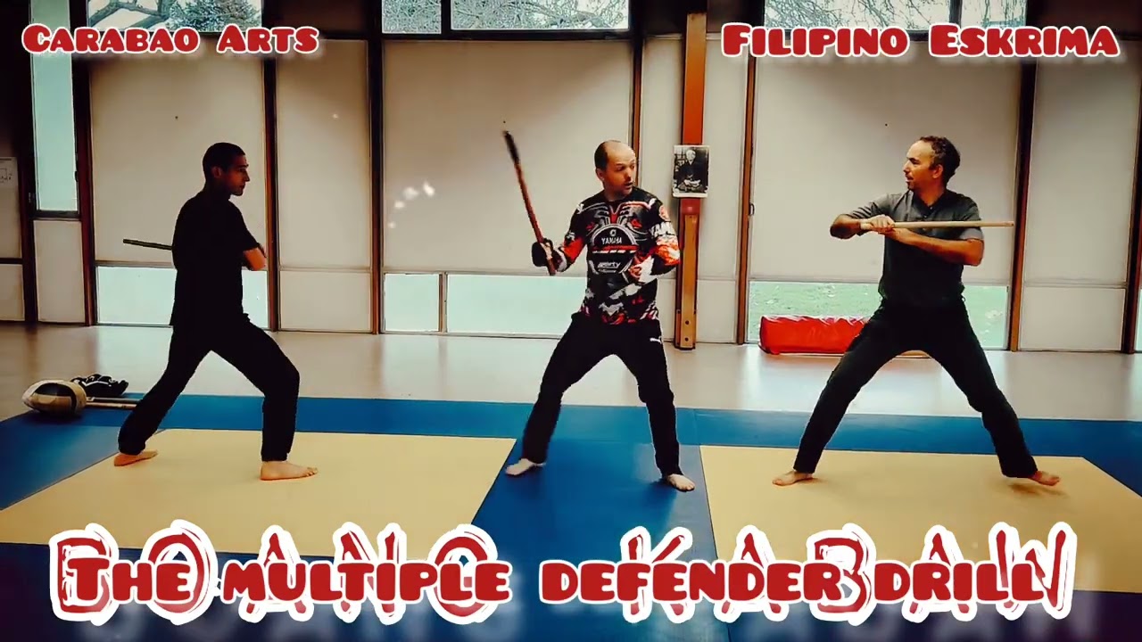 Eskrima Multiple Defender Drill based on Estokada De Campo tools and moves @carabaoarts 964