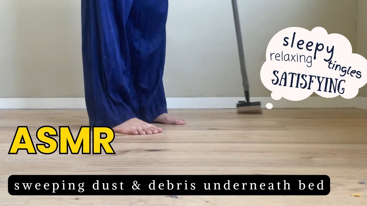 Real sweeping off dust and debris accumulated underneath the bed #relaxingtriggers #sleepbetter
