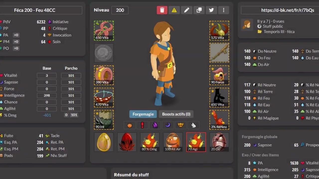 Dofus r&eacute;tro Temporis III - F&eacute;ca 200, mode feu 18/7 ramboton (skin Xx-Rambo-Pl-xX) - Magikmus.