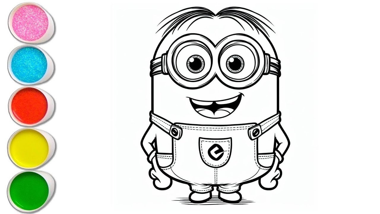 How to draw minion for kids. Let's draw colour and painting together step by step.