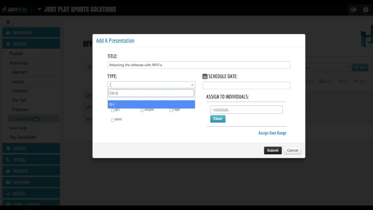 Just Play Football - Presentation Organization