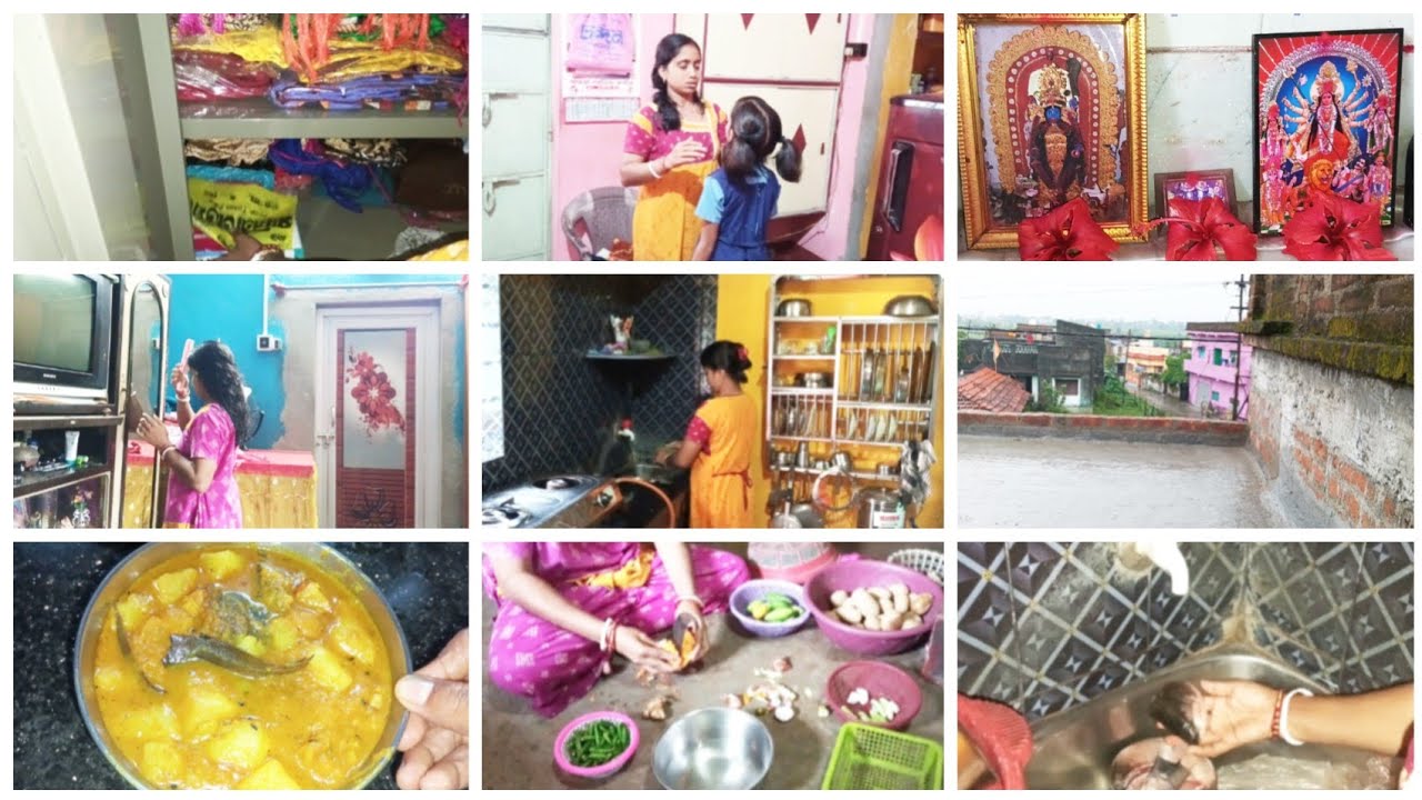 সকাল থেকে প্রচন্ড বৃষ্টিতে নাজেহাল🌧ফুটো টিন দিয়ে সারা ঘরে জল🥲মেয়ের চুল নিয়ে নানান কথা🤦‍♀️vlogs