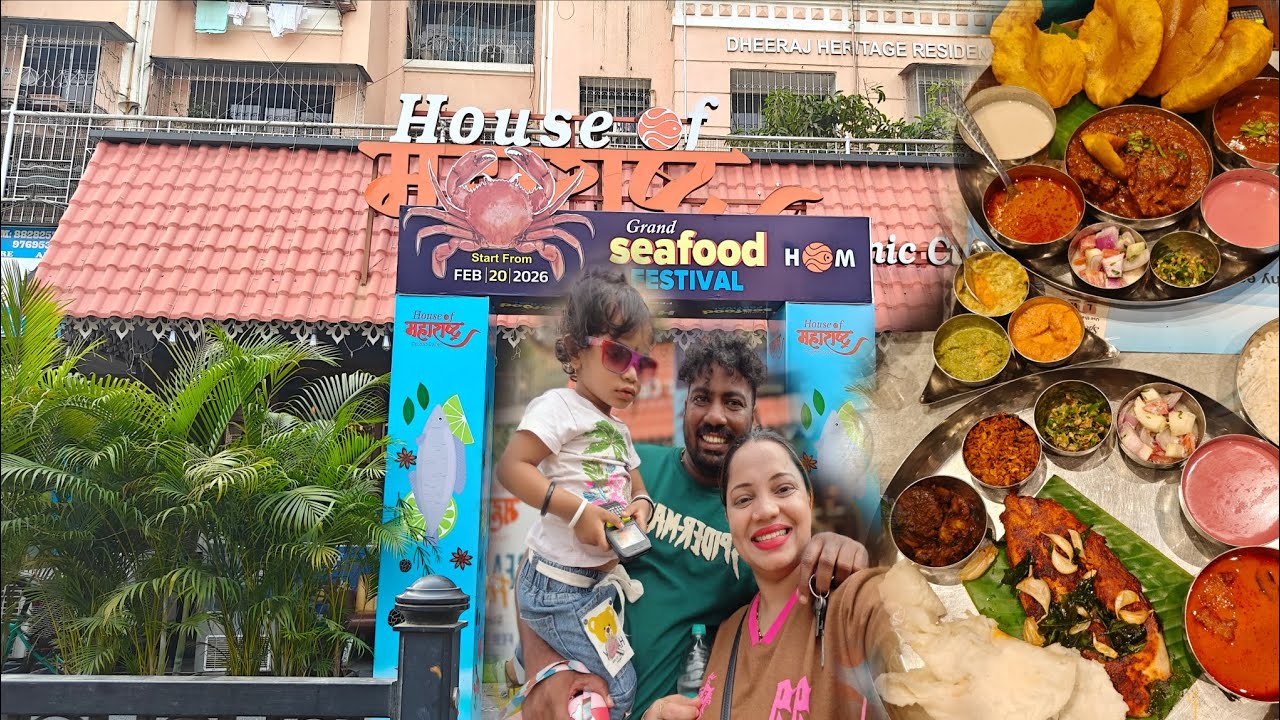 House of Maharashtra Seafood Festival 🦀 | Husband & Daughter Sobat Vlog aani gheun aalo masale 😍