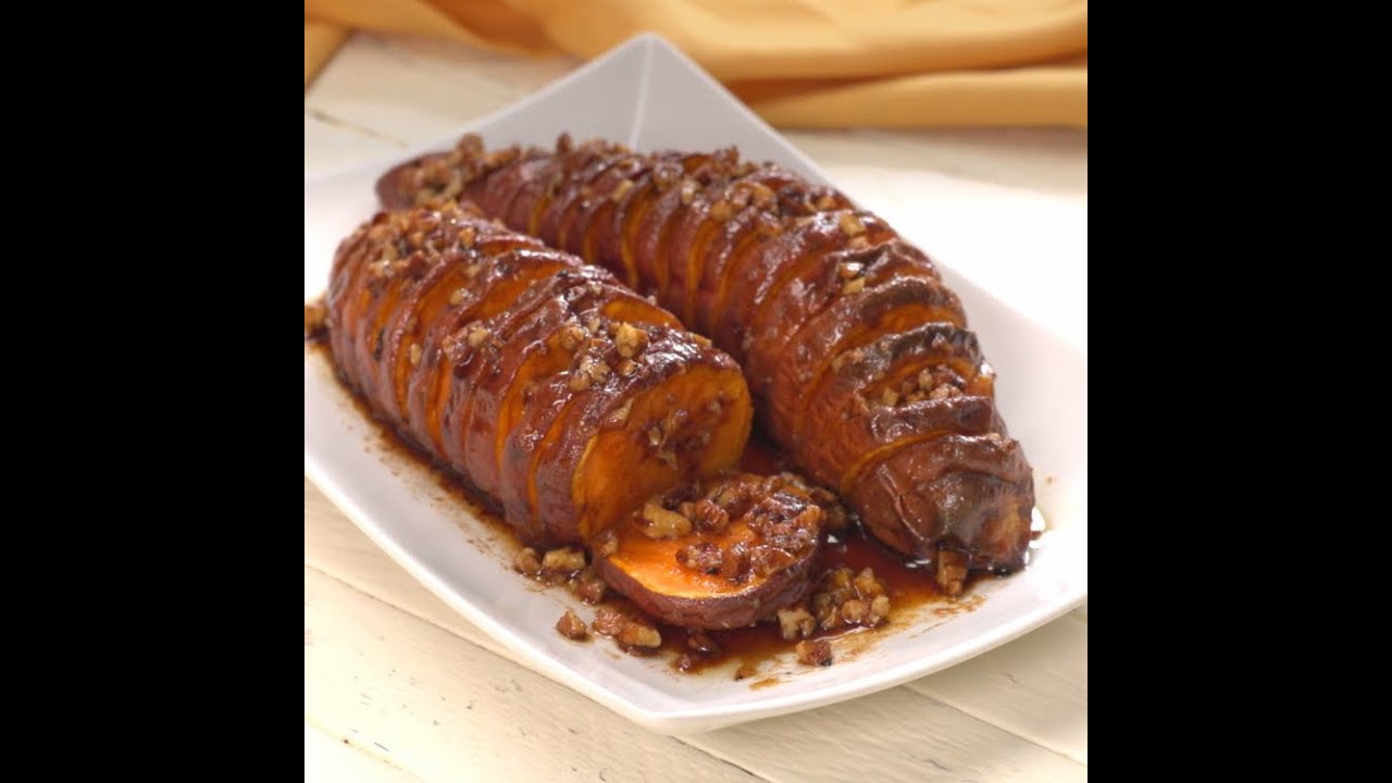 Hasselback Klonowy Z Pekanami Słodkich Ziemniak&oacute;w