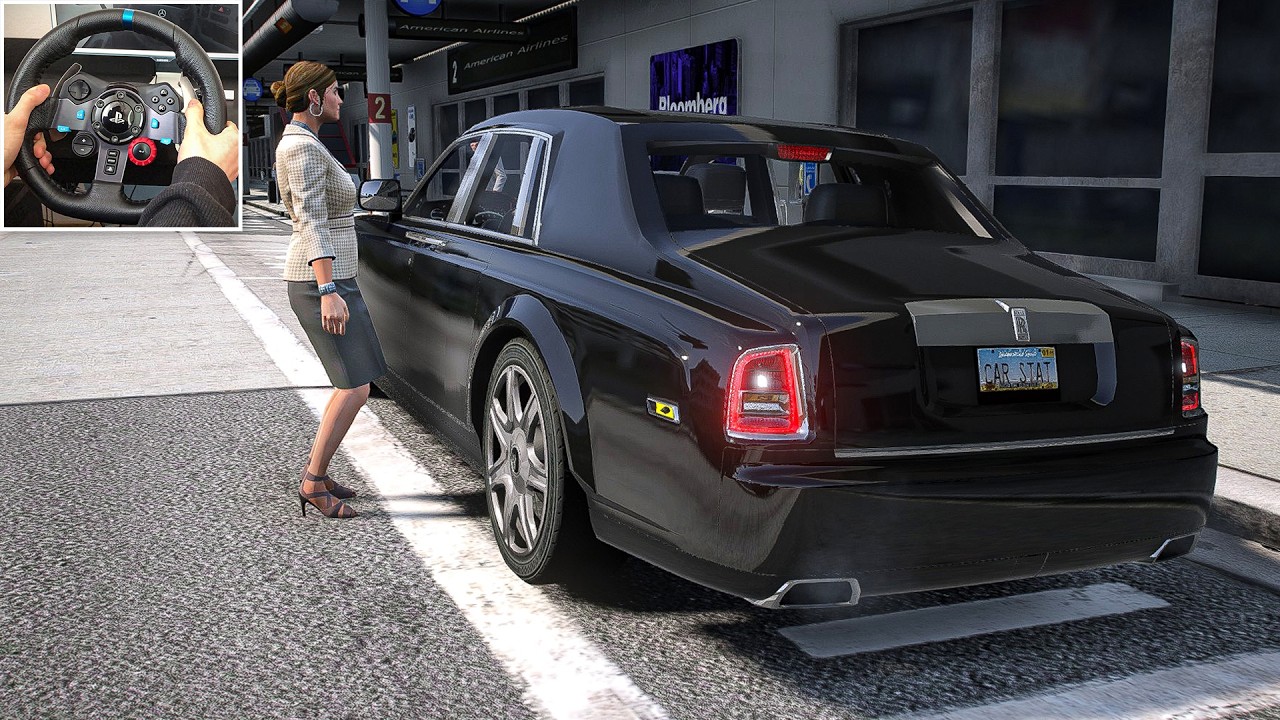 GTA 5 Working as VIP Airport Chauffeur | Rolls Royce Phantom | Steering Wheel Gameplay