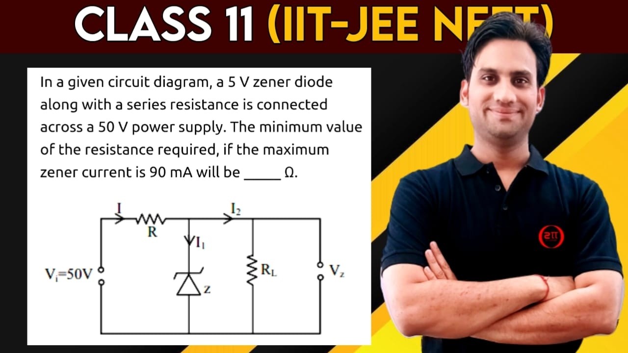 In a given circuit diagram, a 5 V Zener diode along with a series resistance is connected across