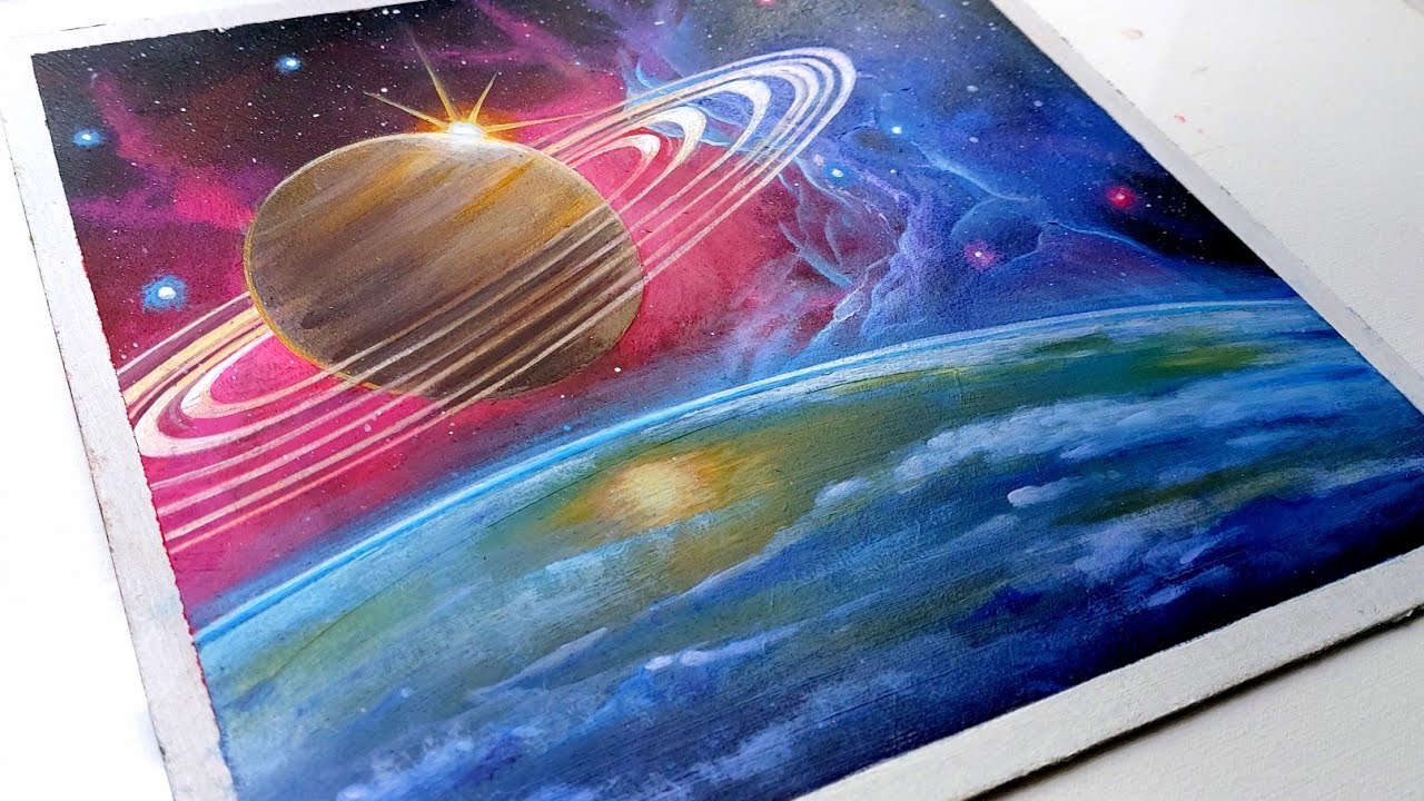 Space painting🌠#acrylicpainting#realisticoainting#paintingtutorial#asmr#Acrylgem&auml;lde#108