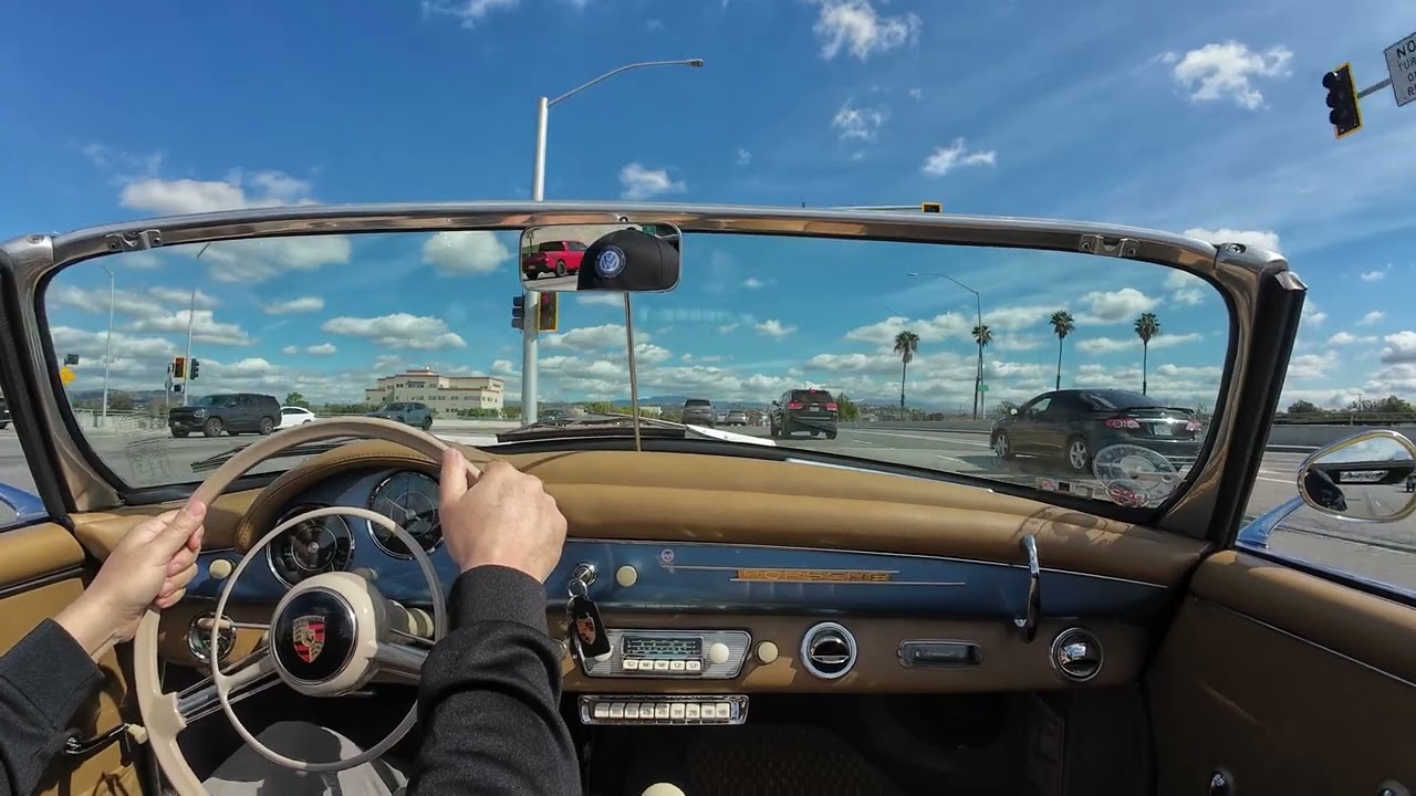 POV Porsche 356 Convertible D Intermeccanica Roadster driving California