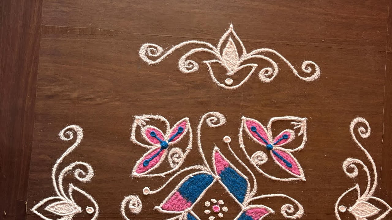 7*7 dots simple rangoli | simple kolam | sanivaram muggulu  with side borders 