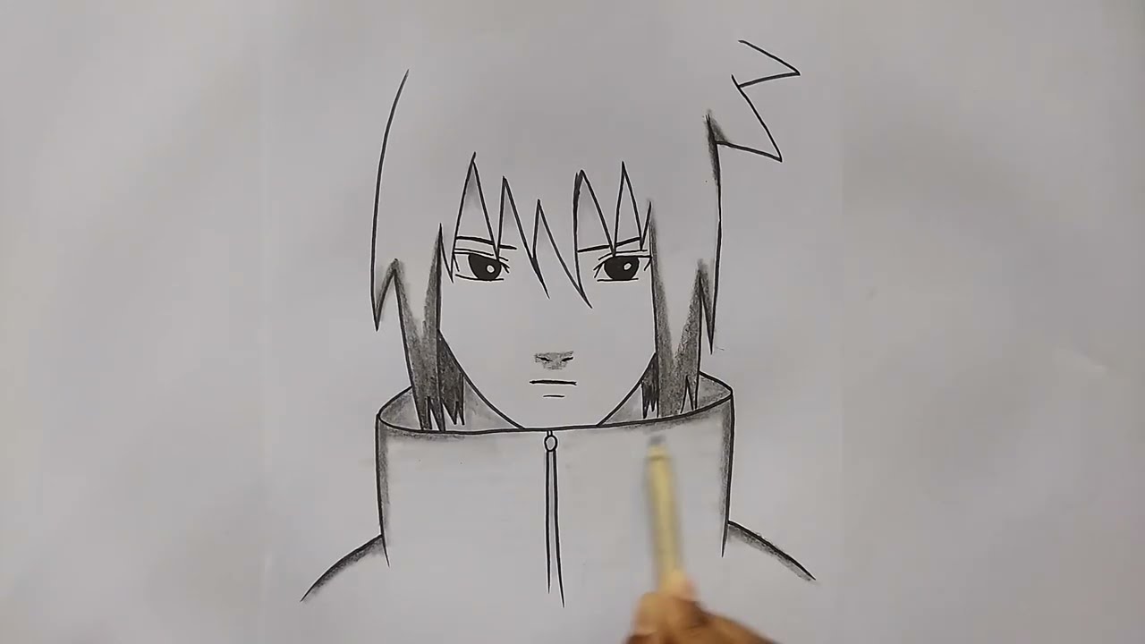 How to draw Uchiha Sasuke Easy Step-by-step