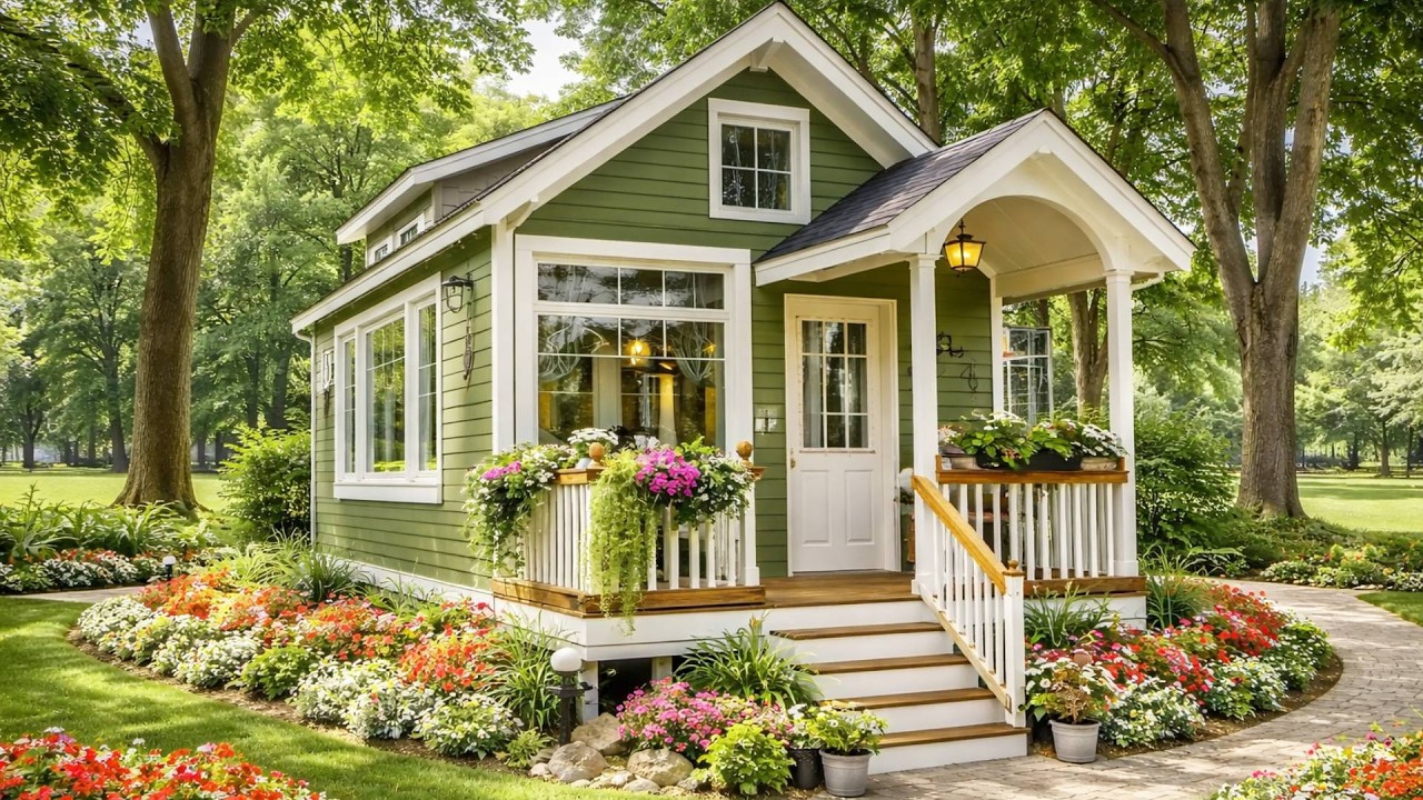 Tiny Green Cottage Meets Warm Wood Accents | Peaceful Cozy Living