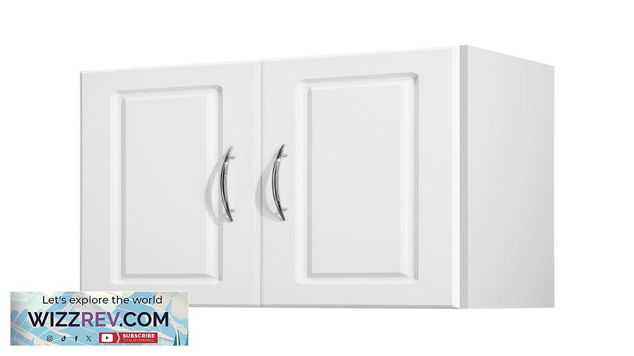 VEVOR Laundry Room Wall Cabinet 2 Tier Wall Mounted Hanging Cabinet with 2