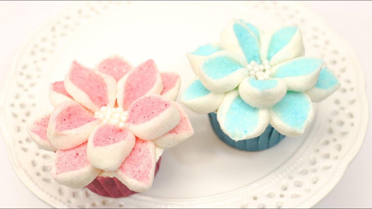 How To Make Marshmallow Flower Cupcakes by CakesStepbyStep