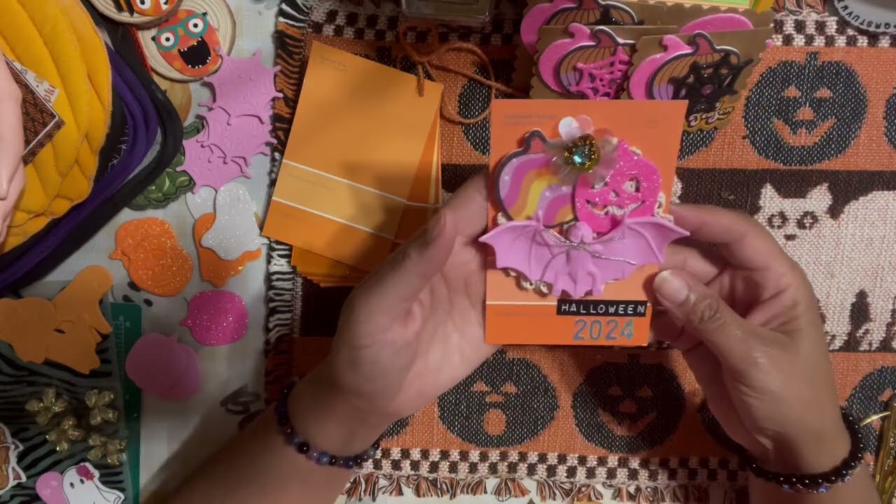 Let's Make Simple October Daily Album Cover with Paint Chips | DIY Easy Halloween Craft