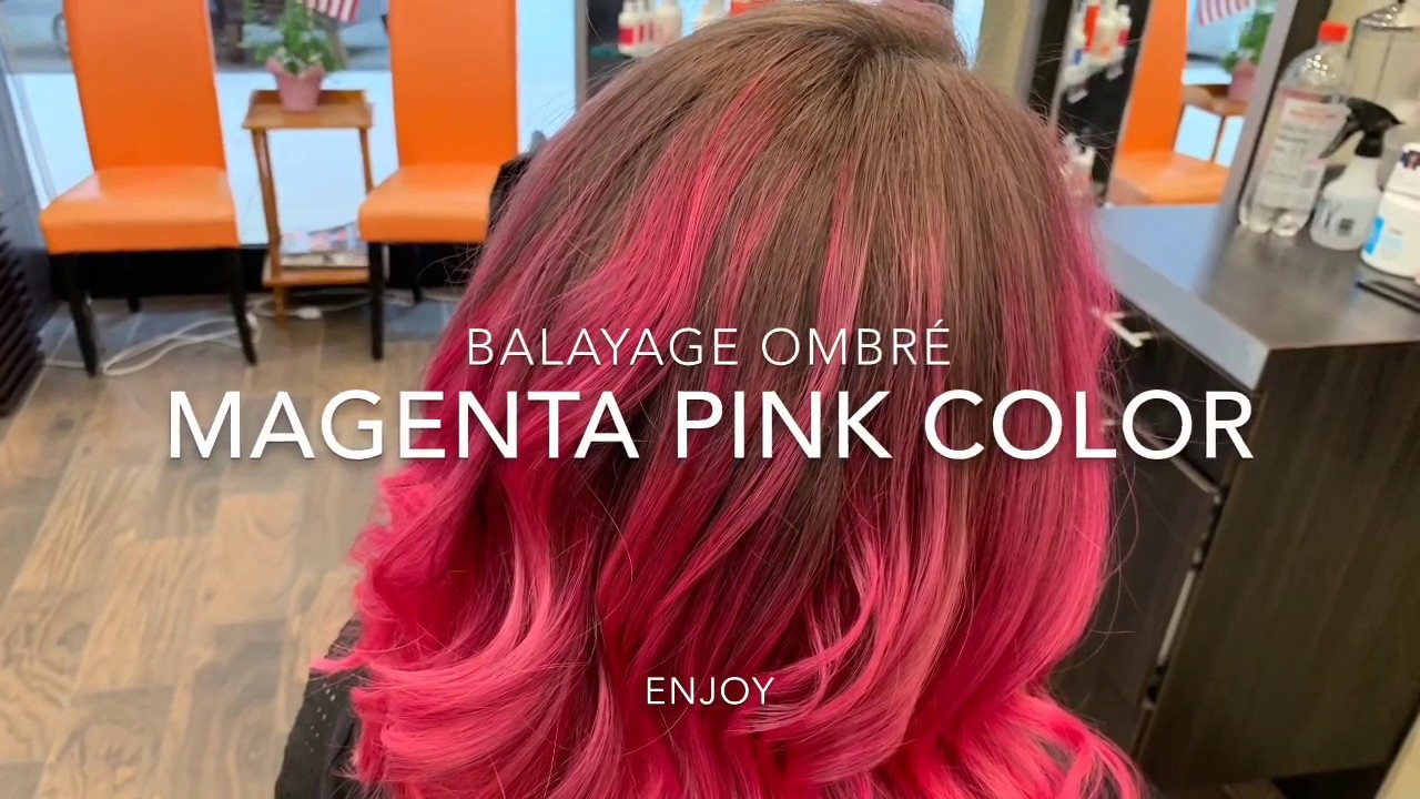 Balayage Ombr&eacute; With Magenta Pink Color.  Step by step