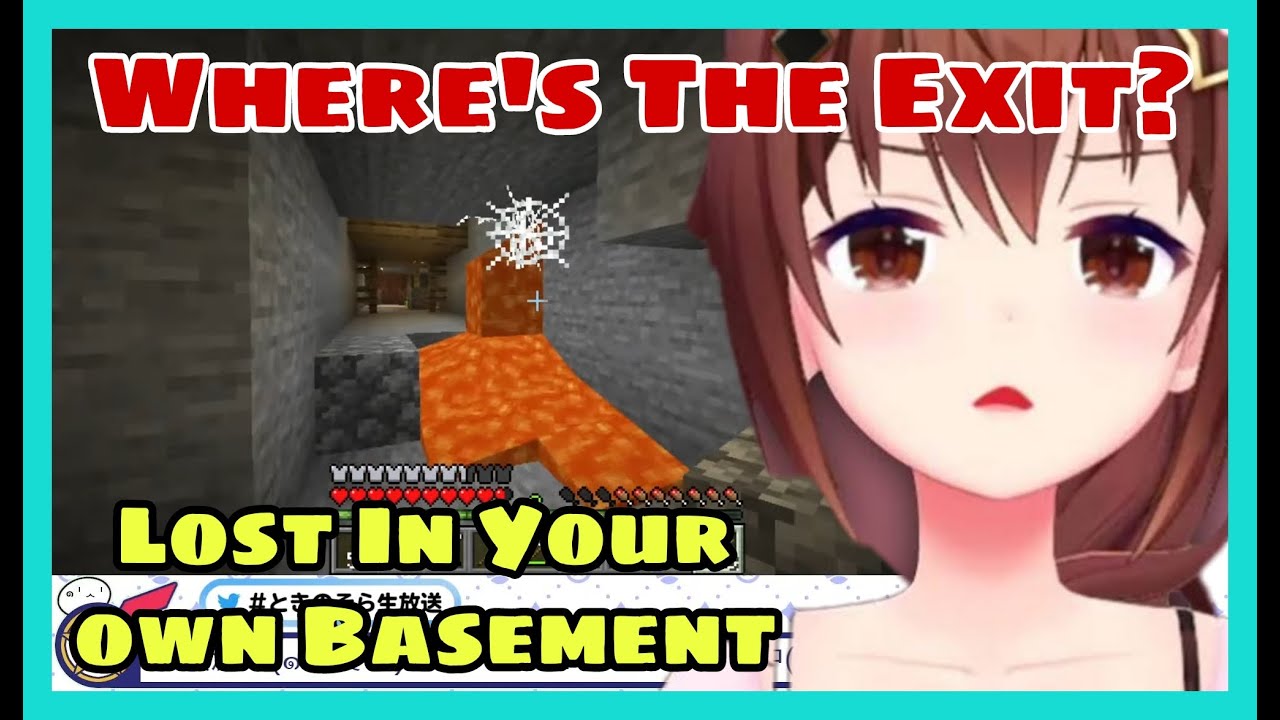 Tokino Sora Wandering Her Own Basement and Get Lost n Cry | Minecraft [Hololive/Eng Sub]