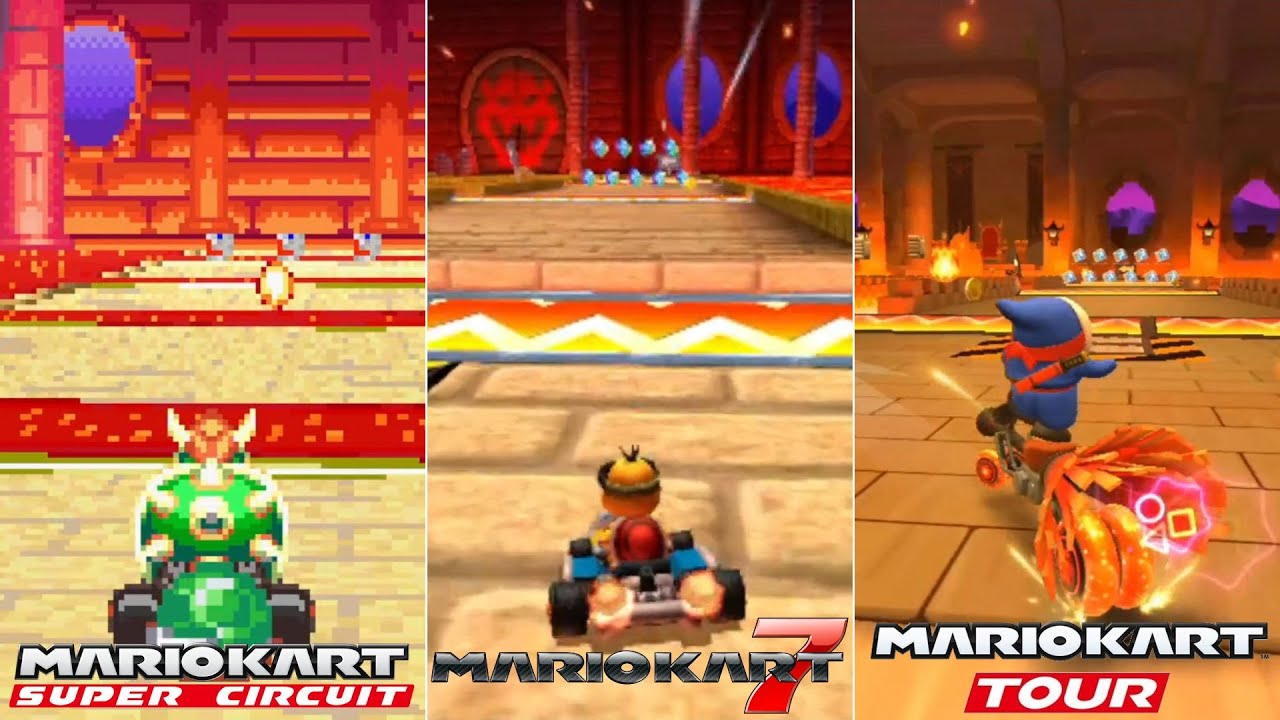 Evolution Of GBA Bowser's Castle 1 Course In Mario Kart Games [2001-2019]