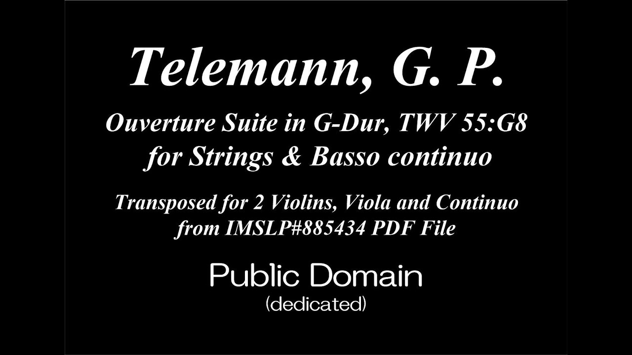 Telemann, G. P. _ Ouverture Suite G-Dur, TWV 55:G8 [2 Vln, Vla, Vc]