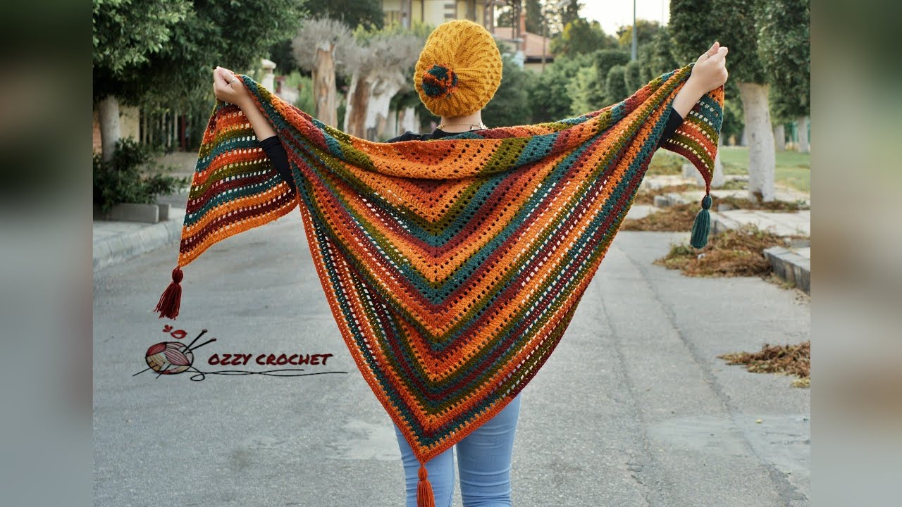 كروشيه شال _ اسكارف بغرزة سهلة _ Crochet shawl _ crochet scarf _ ozzy Crochet
