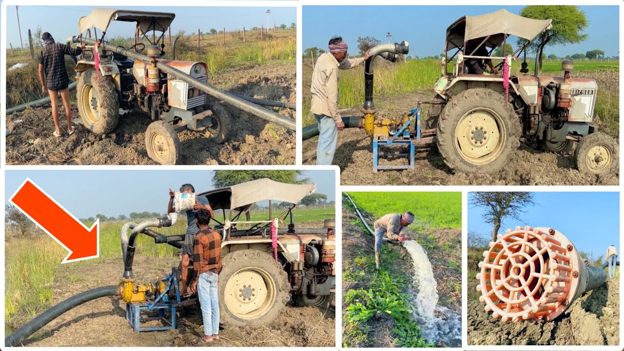 1 लीटर से भी कम डीजल में चलता है ये | 6x6 Water Pump |  Eicher 242 Tractor | 4 इंच की 2 लाइन एक साथ