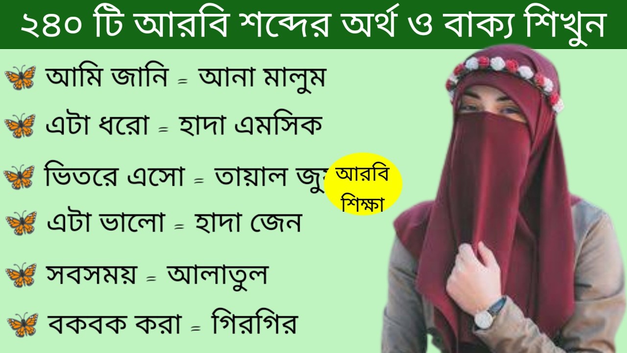 আরবি ভাষা শিক্ষা।। গুরুত্বপূর্ণ আরবি শব্দের অর্থ শিখুন খুব সহজে