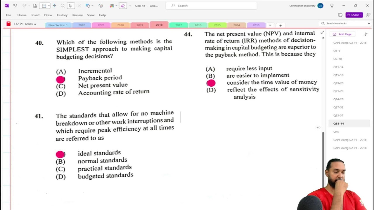 2024 06 03 - CAPE Accounting Unit 2 - MCQ session 1 - 2018 P1