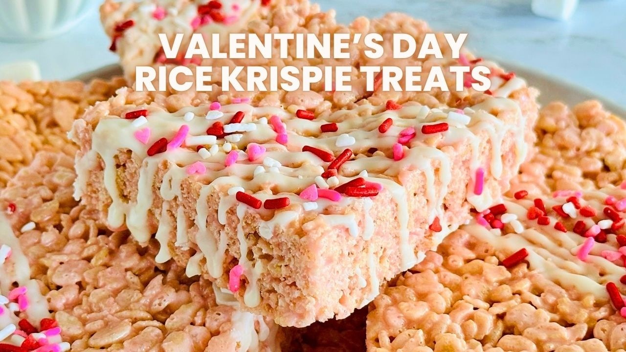 Valentine&rsquo;s Day Rice Krispie Treats | Easy No-Bake Dessert Recipe | Pink Treats | Dessert Ideas