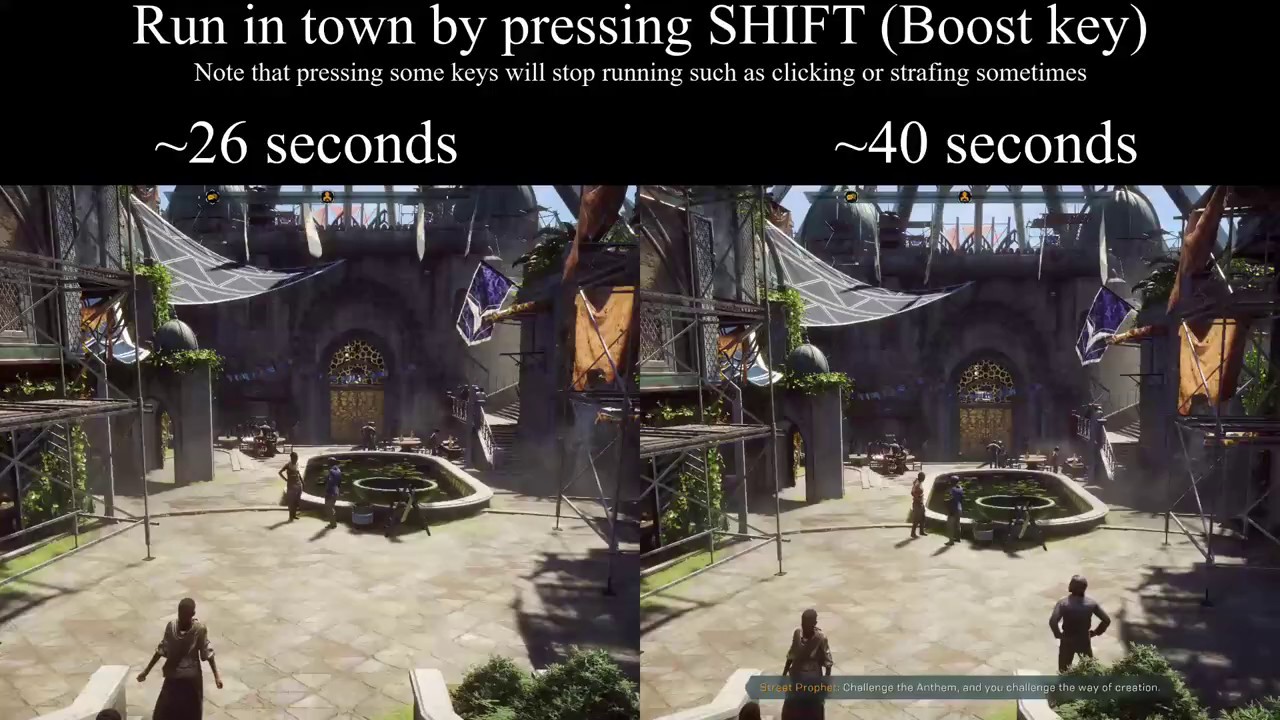 Anthem - Run in Fort Tarsis by pressing the boost/flight key