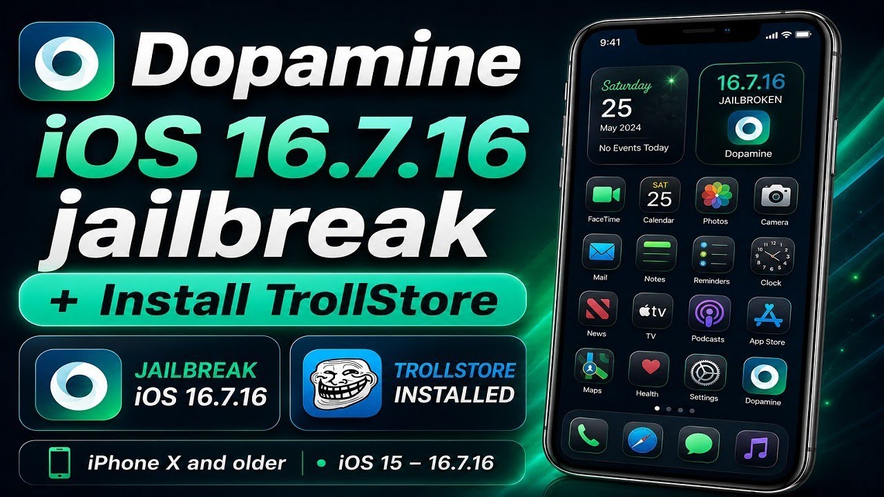 Dopamine Jailbreak iOS 16.7.16 & install TrollStore | iPhone X, 8 & 8 Plus | iOS 16.7.16 Jailbreak