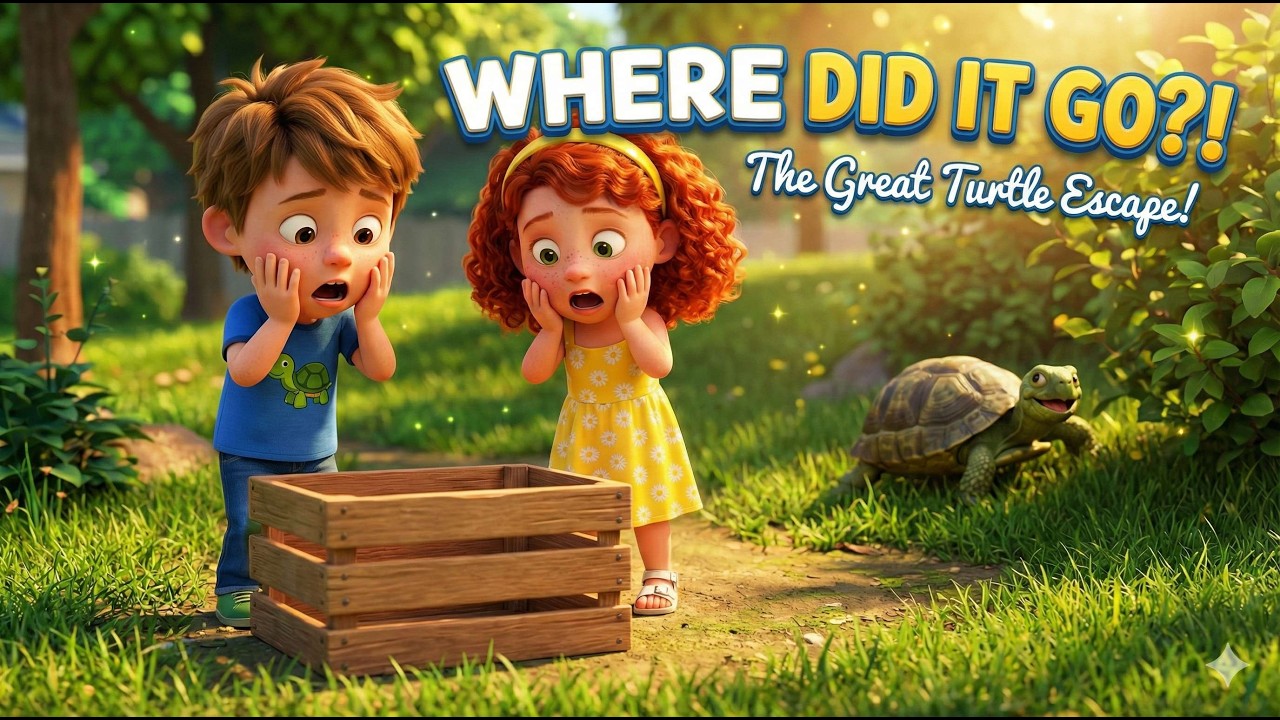 🐢 Our Pet Turtle RAN AWAY! 🏃 Where Did It Go!  Easy English Story A2