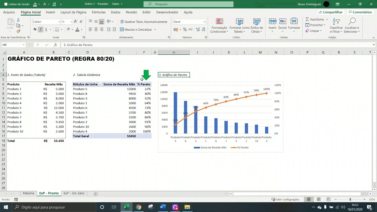 Gráfico de PARETO no Excel com TABELA DINÂMICA