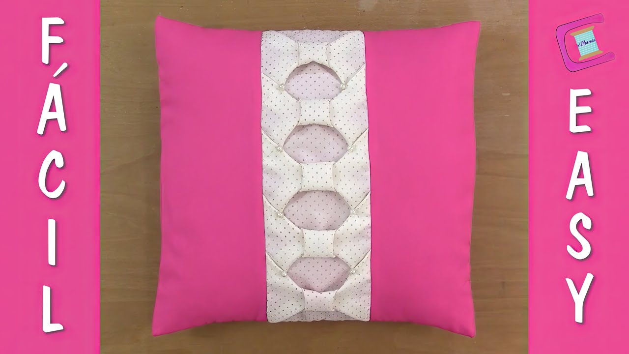 🧡🤍Cojín Drapeado Cyndi🧡🤍 SMOCKING CUSHION-CAPITONE-FABRIC MANIPULATION-ALMOFADA CAPITONE