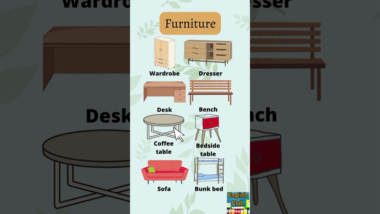 Furniture  - Vocabulary - English Club #englishvocabulary #vocabulary #beginnersenglish