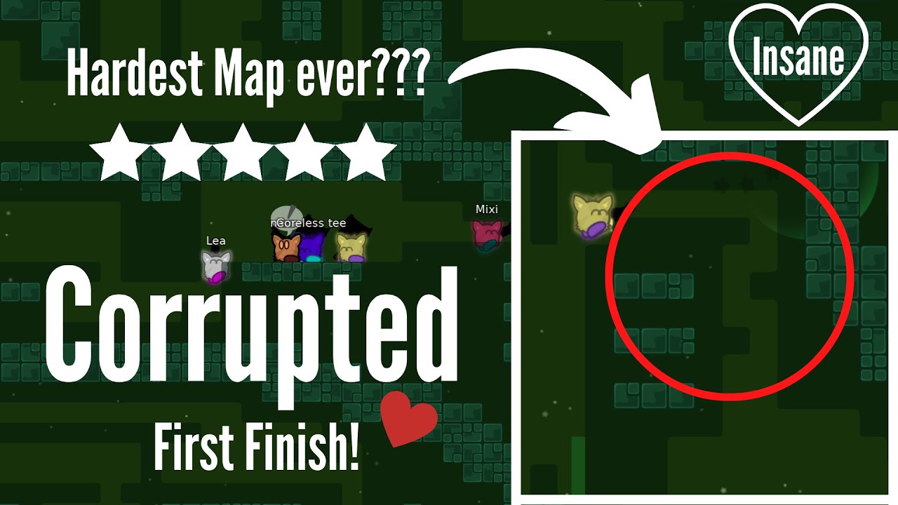 FIRST FINISH! | Corrupted | 5 Star Insane Hardest Map??? | Team Finish | DDRaceNetwork Gores (KoG)