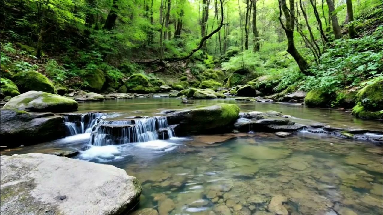 Peaceful Forest Creek with Gentle Cascades for Sleep & Relaxation