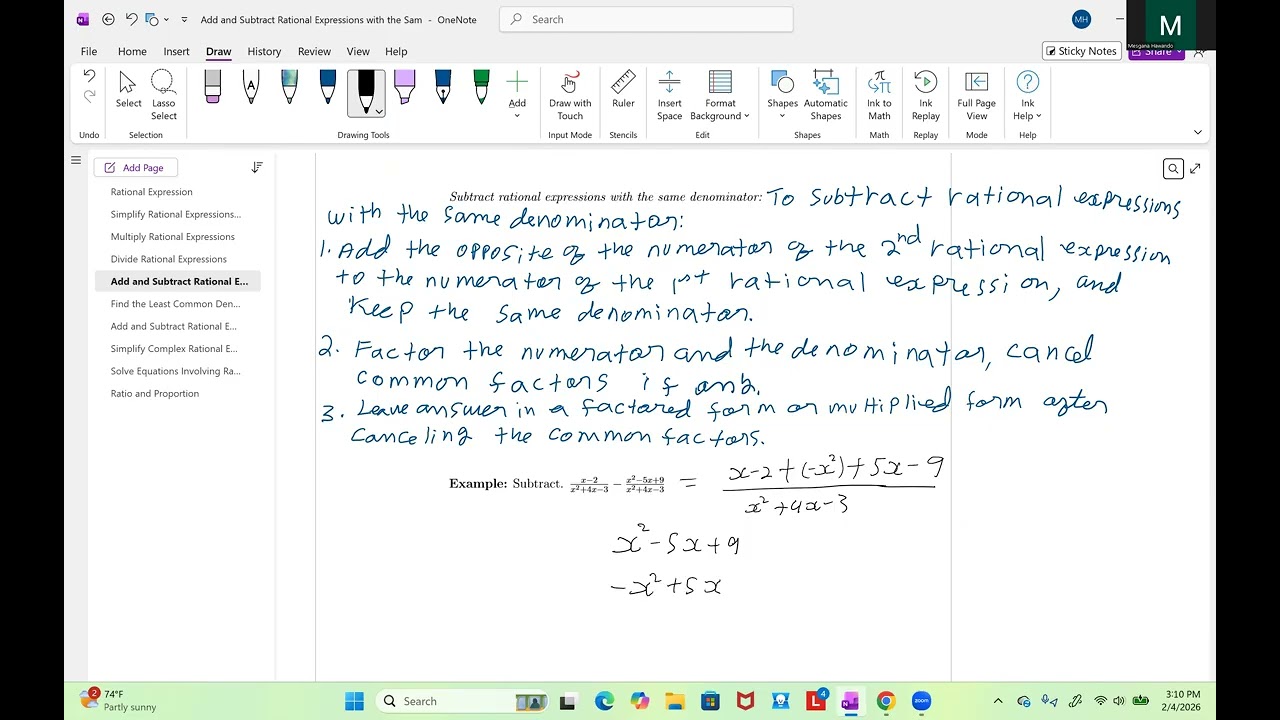 Add and Subtract Rational Expressions with the Same Denominator