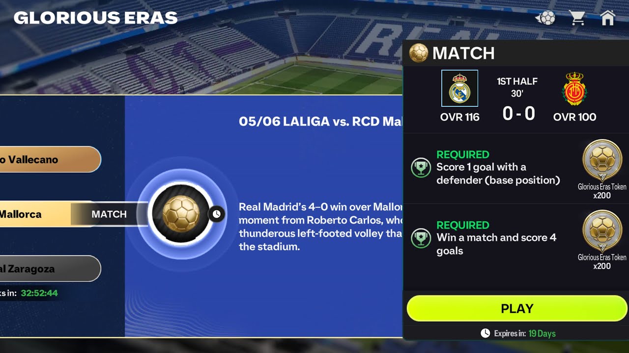 Real Madrid vs. RCD Mallorca. Glorious Eras. Real Madrid. FC Mobile 