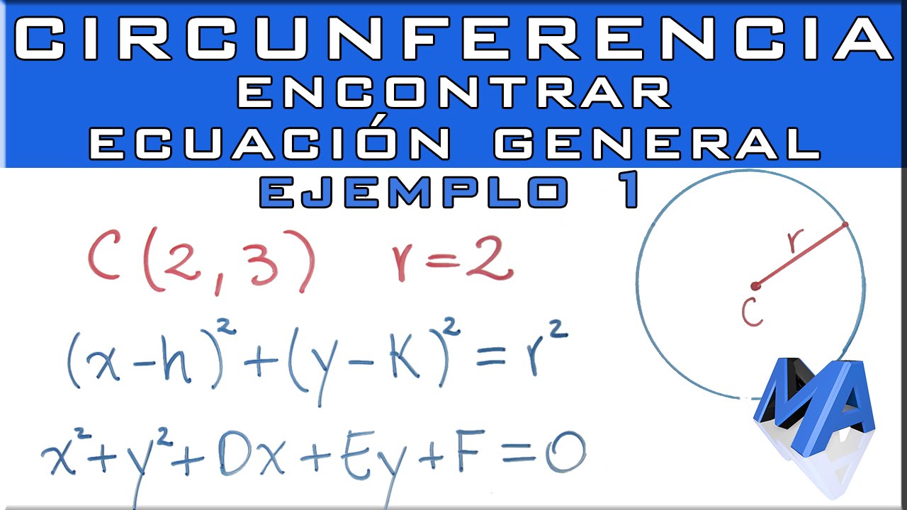 Hallar la ecuacion general de la CIRCUNFERENCIA conociendo el centro y el radio EJEMPLO 1