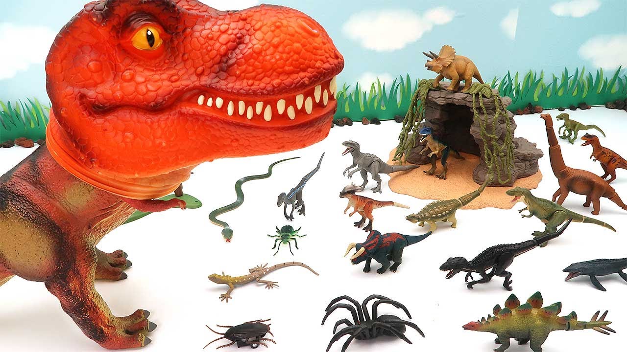 Giant Tyrannosaurus Rex Eat Mini Dinosaurs! Dinosaur Rescue Video - Jurassic World Dino 공룡 구출