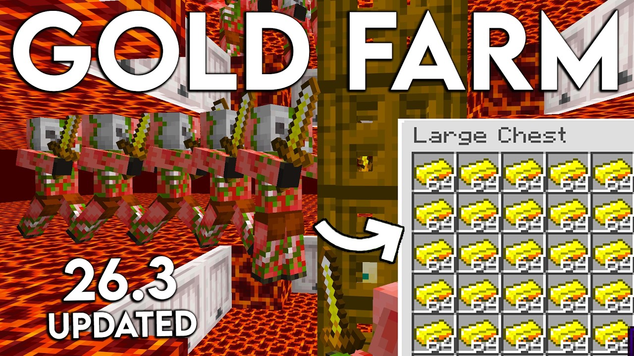 NEW UPDATED Minecraft Java 26.3 Gold Farm Tutorial | Easy Gold Farm