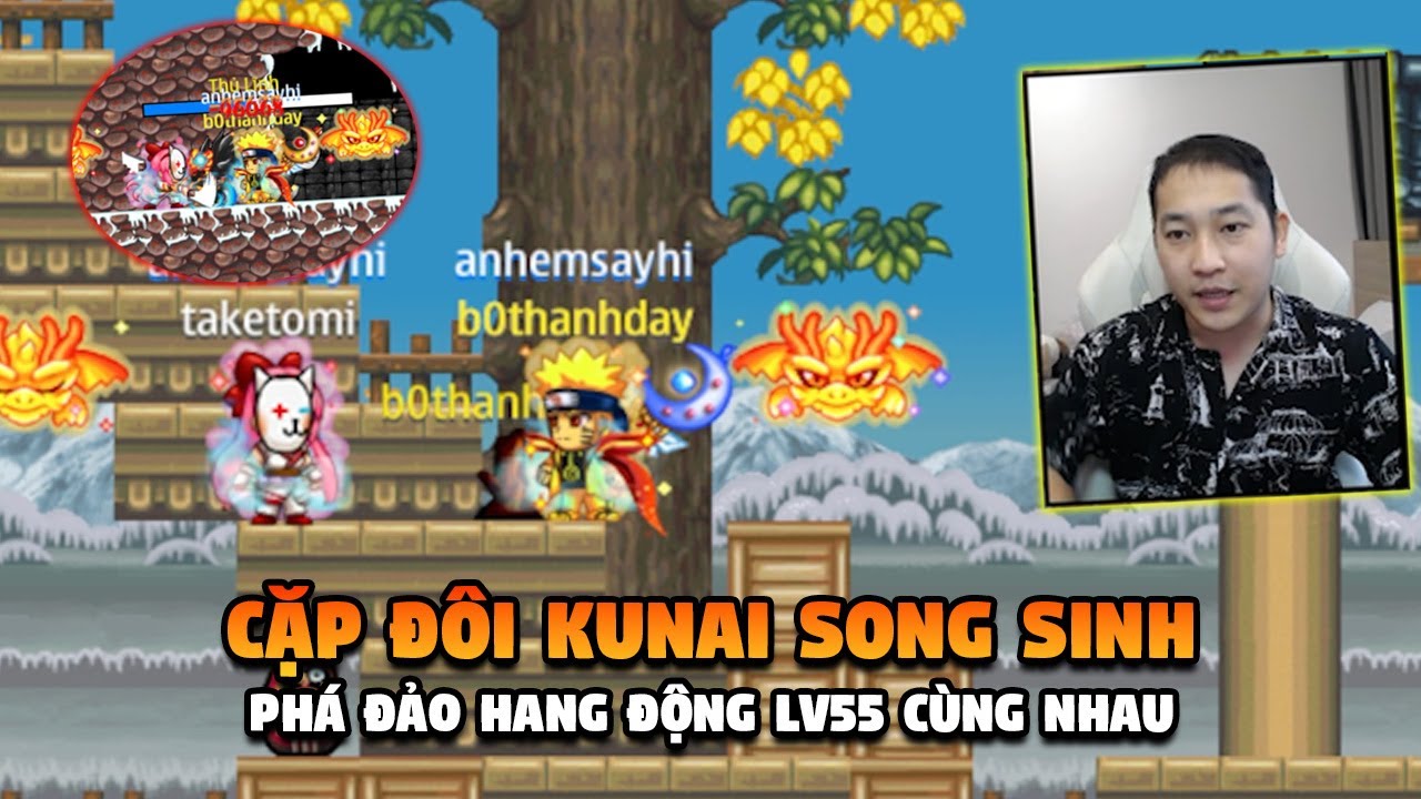 Review Cặp Đôi Kunai Lv50 Song Sinh Sv4 Phá Đảo Hang Động Lv55 Cùng Nhau | Ninja School Online