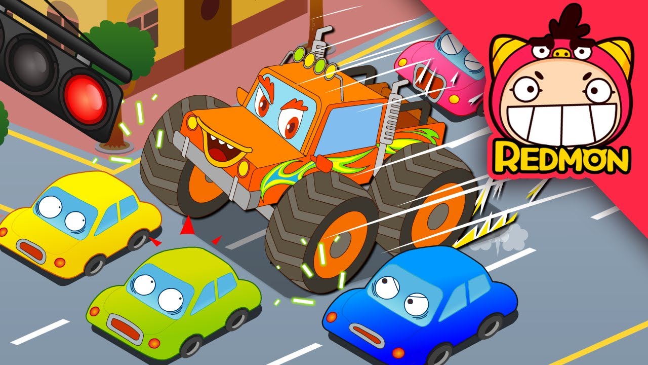 Monster Truck with broken wheels | Easy Clean Repair Shop | 4K Cartoons | REDMON